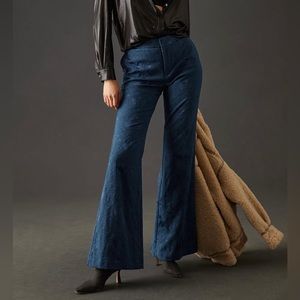 Anthropologie Damask jacquard flare pants